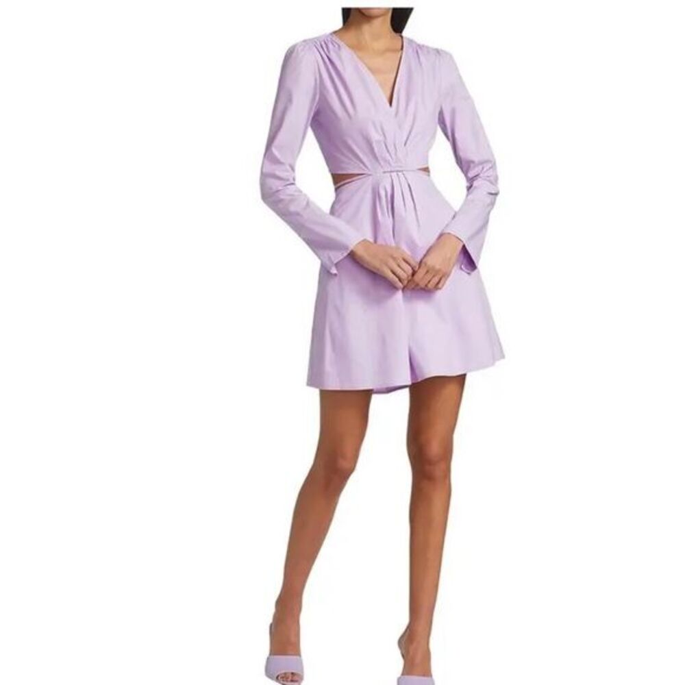 WAYF Nordstrom Cut-Out Minidress Lavender M Faux Wrap Long Sleeve Purple EUC B23
